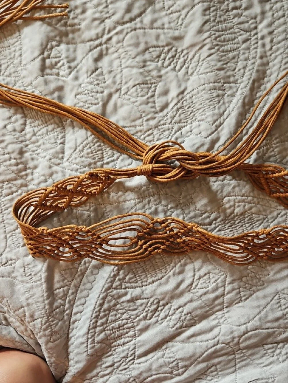 Source Unknown Macrame Braided Belt in Mustard Yellow